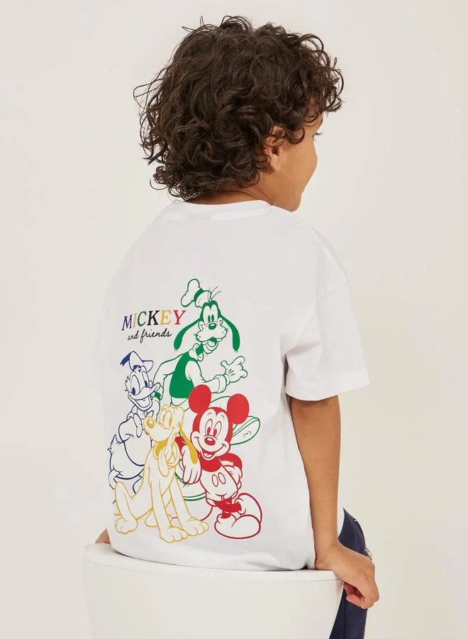 ستايلي تيشيرت ميكي وأصدقاؤه بطبعة أكمام قصيرة فضفاض